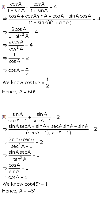 Selina Concise Mathematics Class 10 ICSE Solutions Trigonometrical Identities image - 192