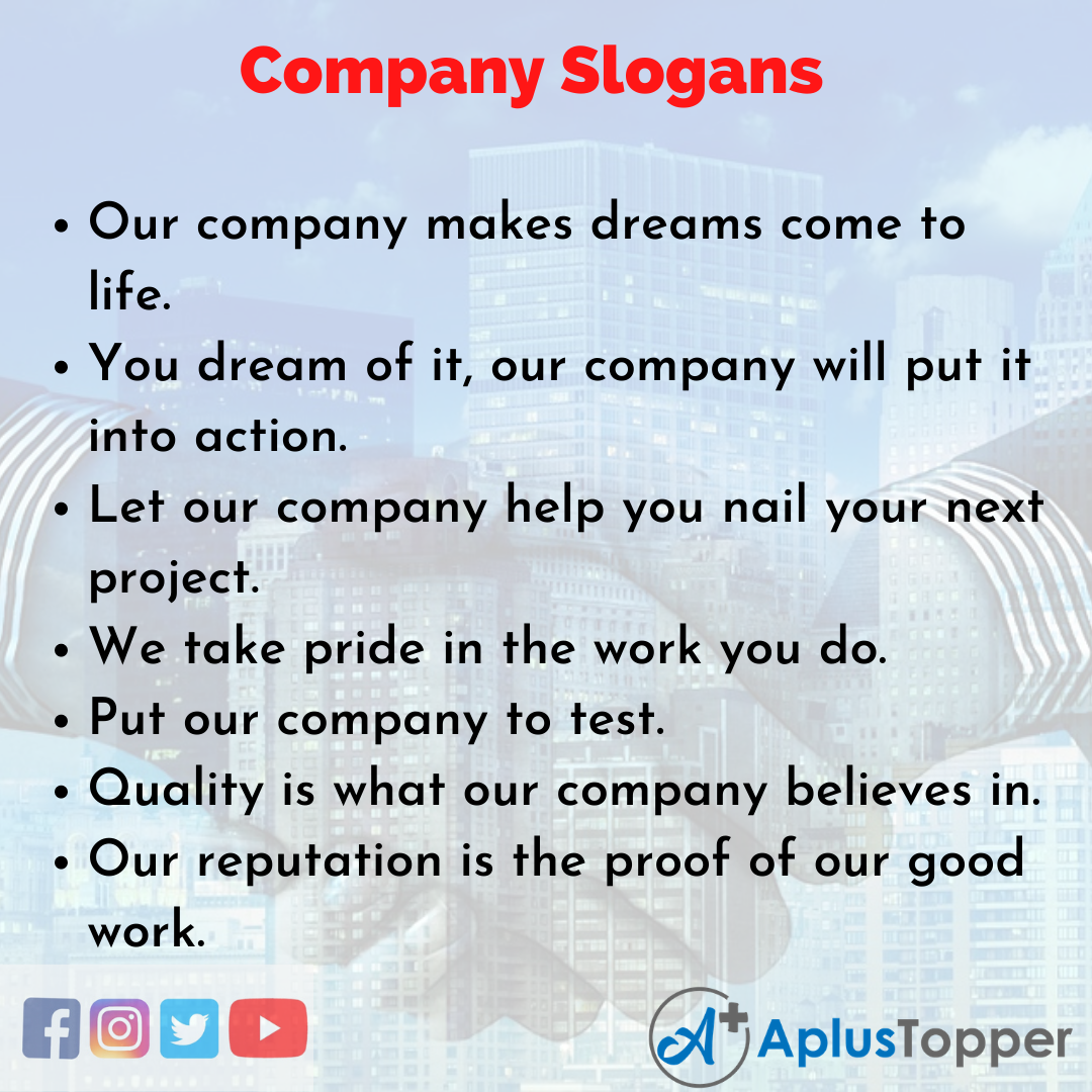 Slogans on Company in English