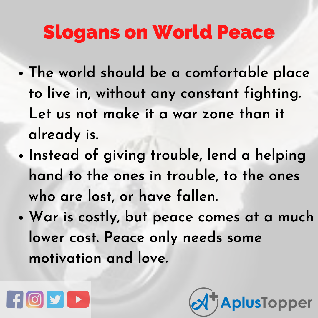 Slogans on World Peace in English
