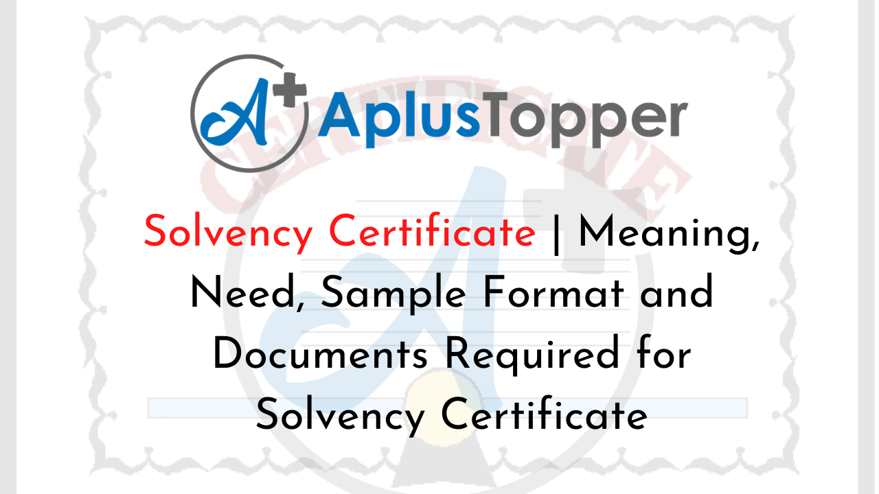 Solvency Certificate