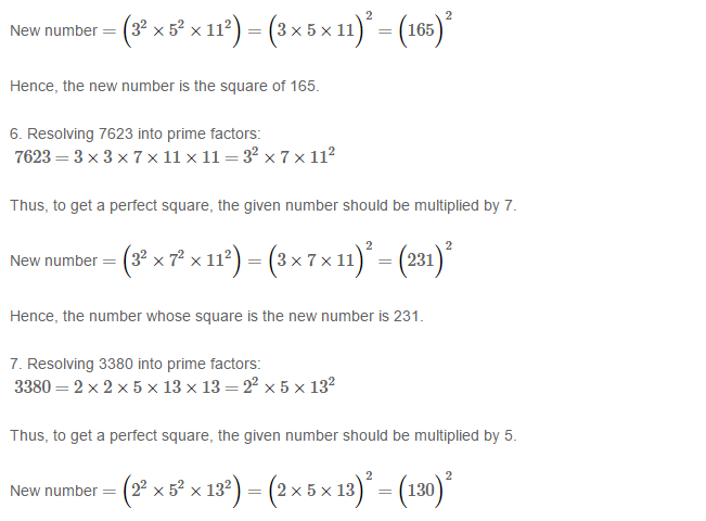 Squares and Square Roots RS Aggarwal Class 8 Maths Solutions Exercise 3A 3.3