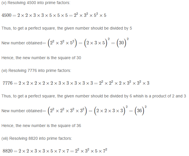 Squares and Square Roots RS Aggarwal Class 8 Maths Solutions Exercise 3A 4.3