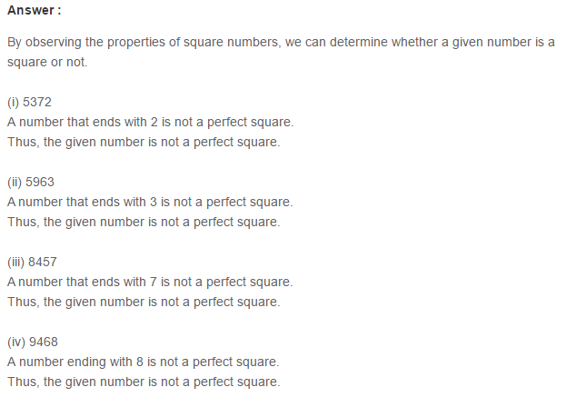 Squares and Square Roots RS Aggarwal Class 8 Maths Solutions Exercise 3B 1.1