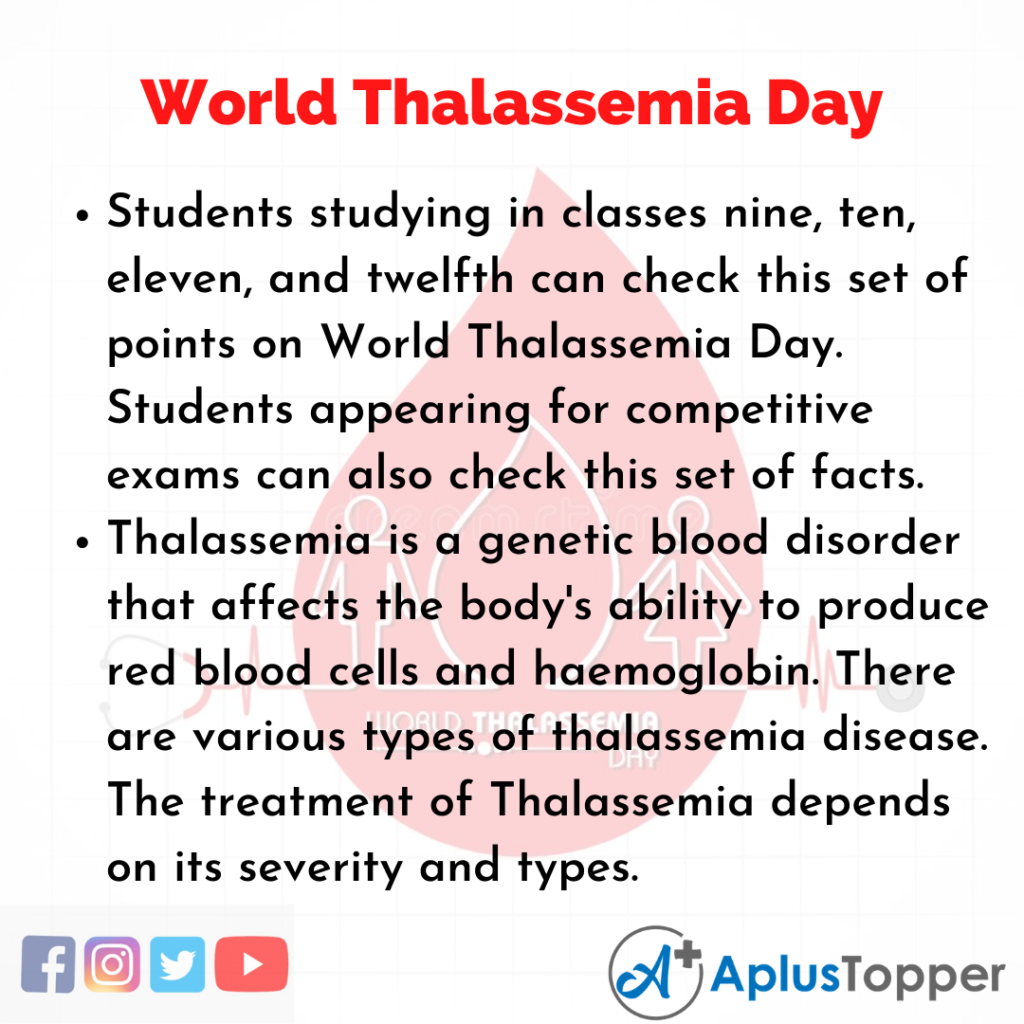 10 Lines about World Thalassemia Day