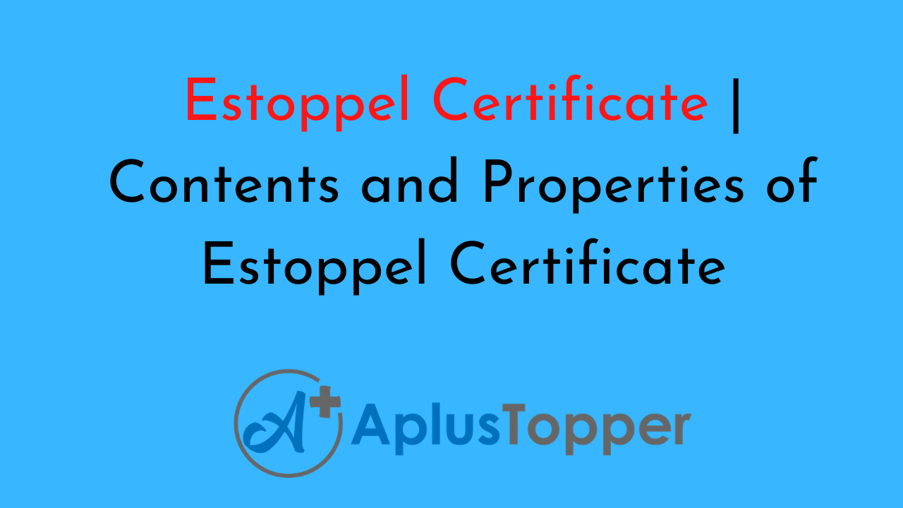 Certificate of Estoppel