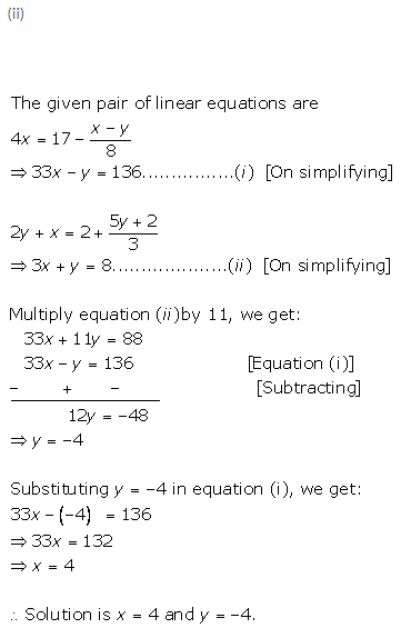 Selina Concise Mathematics Class 9 ICSE Solutions Simultaneous (Linear) Equations (Including Problems) 24