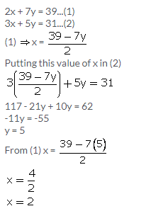 Selina Concise Mathematics Class 9 ICSE Solutions Simultaneous (Linear) Equations (Including Problems) 7