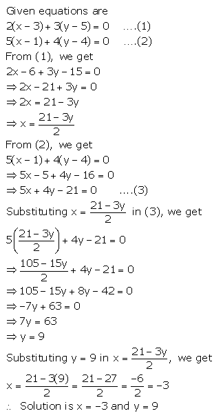 Selina Concise Mathematics Class 9 ICSE Solutions Simultaneous (Linear) Equations (Including Problems) 9