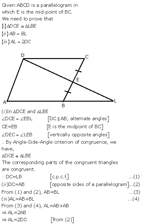 Selina Concise Mathematics Class 9 ICSE Solutions Triangles [Congruency in Triangles] 13