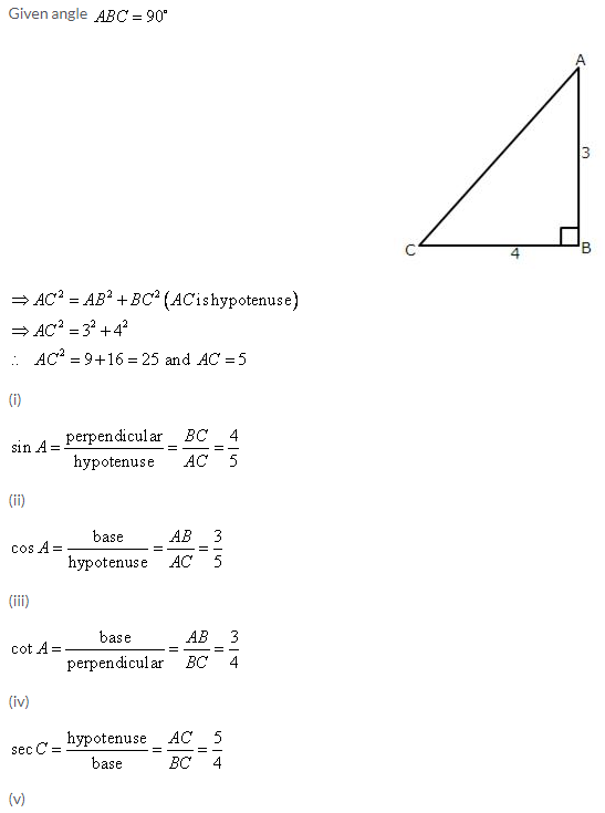 Selina Concise Mathematics Class 9 ICSE Solutions Trigonometrical Ratios image - 1