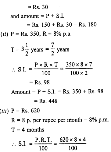 Selina Concise Mathematics class 7 ICSE Solutions - Simple Interest image - 3