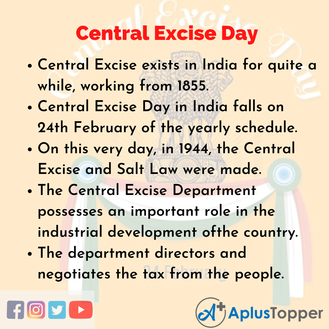 10 Lines about Central Excise Day