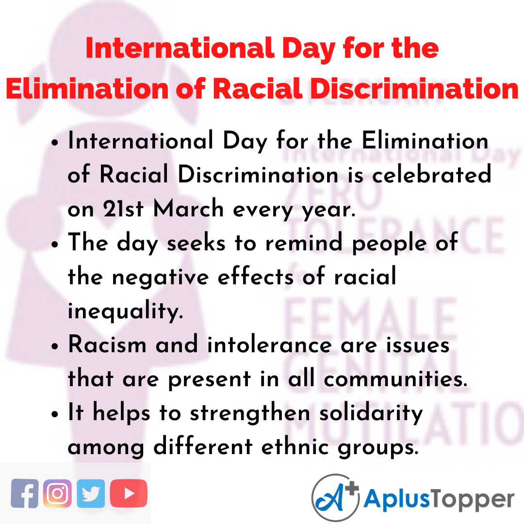 10 Lines about International Day for the Elimination of Racial Discrimination