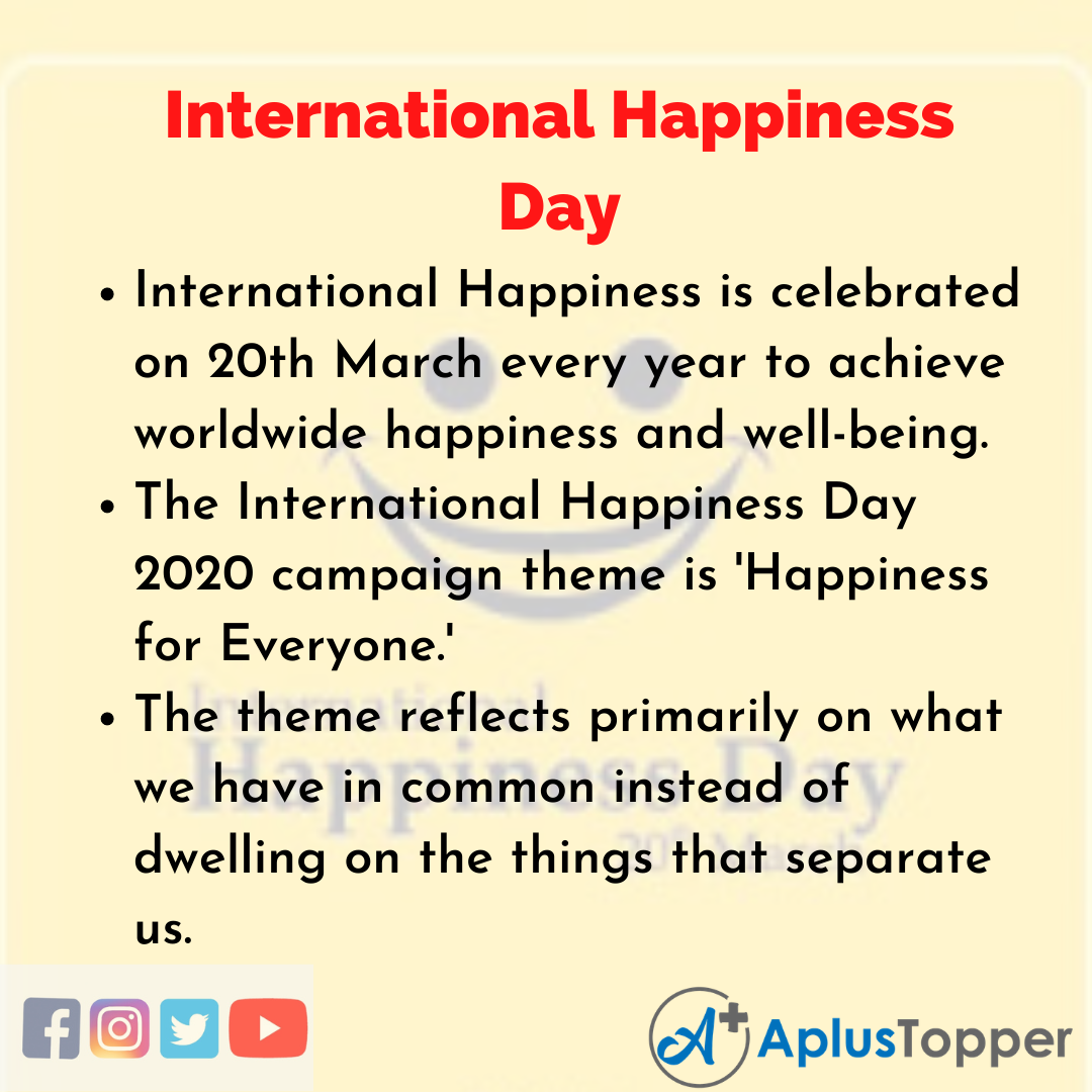 10 Lines about International Happiness Day