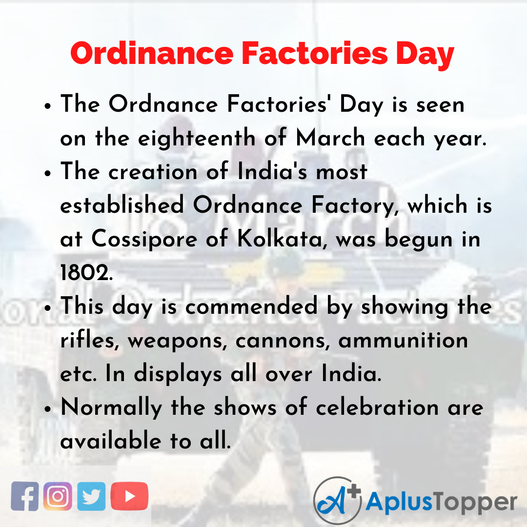 10 Lines about Ordinance Factories Day