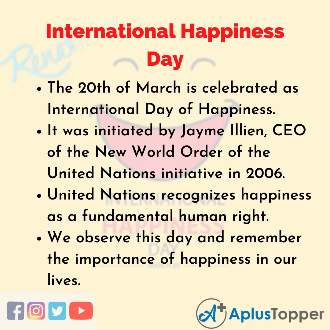 10 Lines of International Happiness Day
