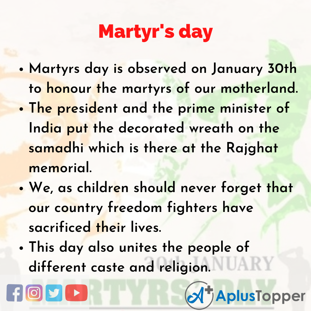10 Lines of Martyr's day