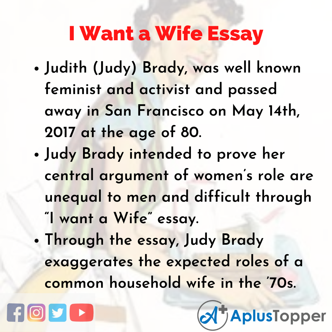 Essay about I Want a Wife