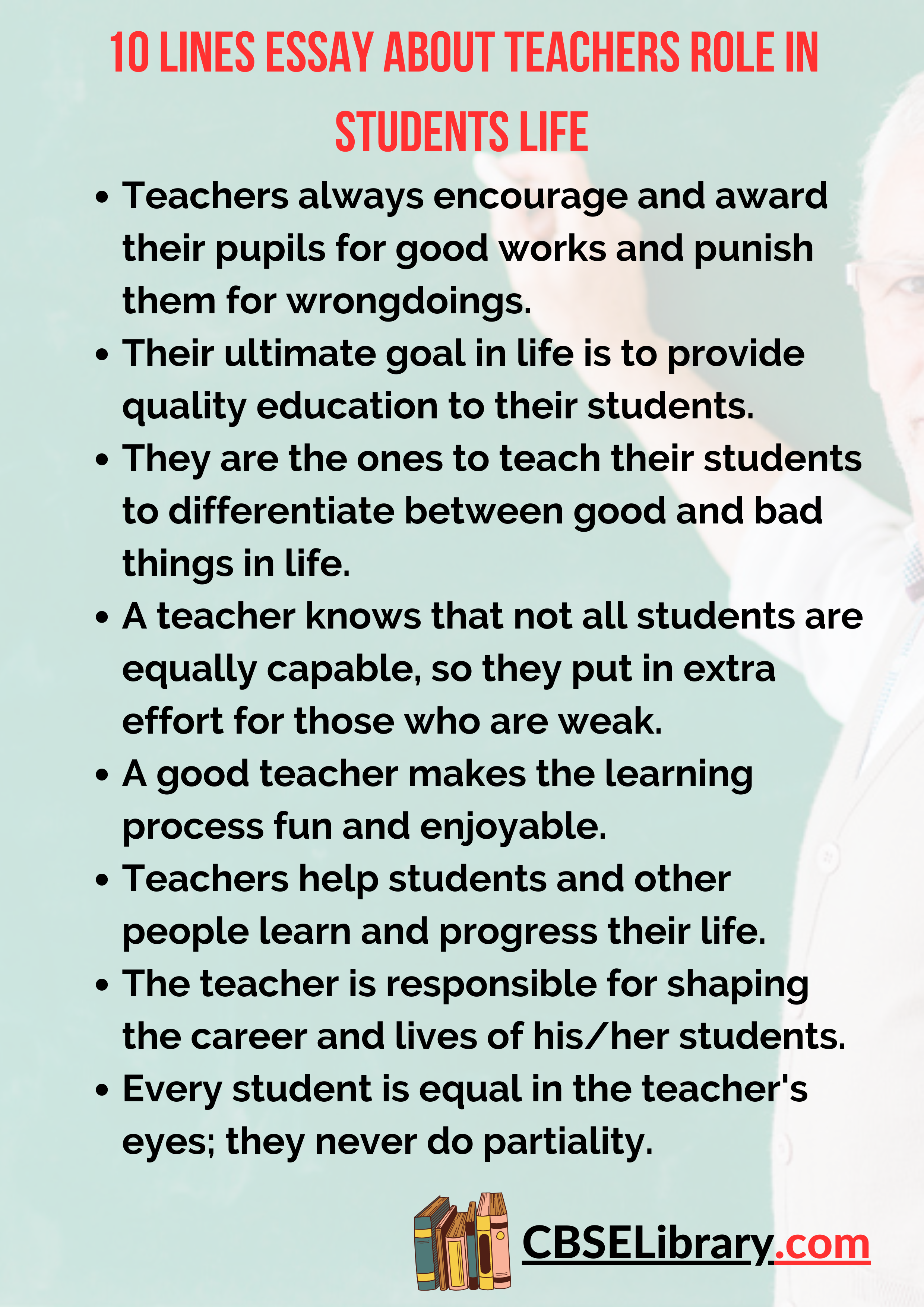 10 Lines Essay about Teachers Role in Students Life