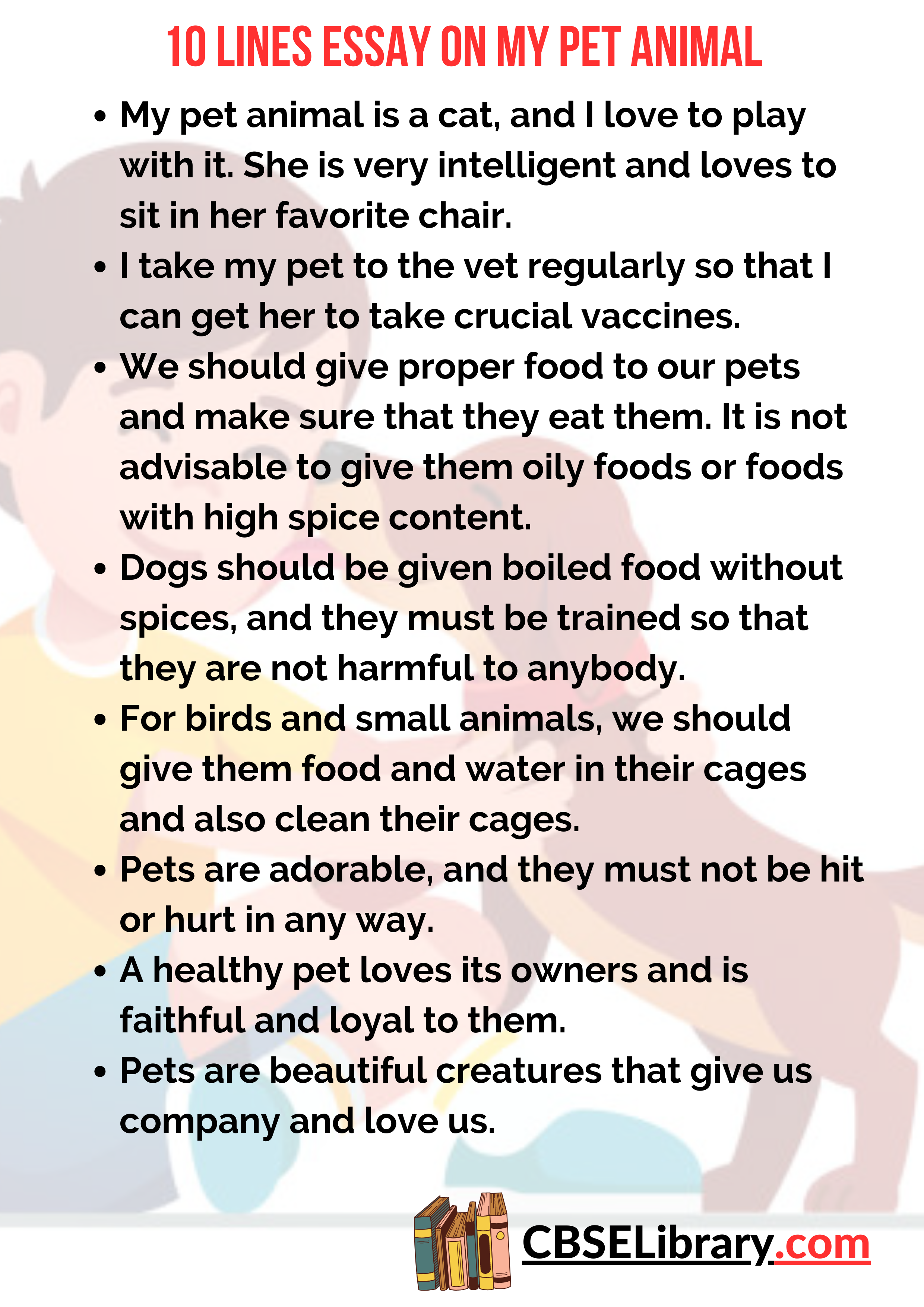 10 Lines Essay on My Pet Animal