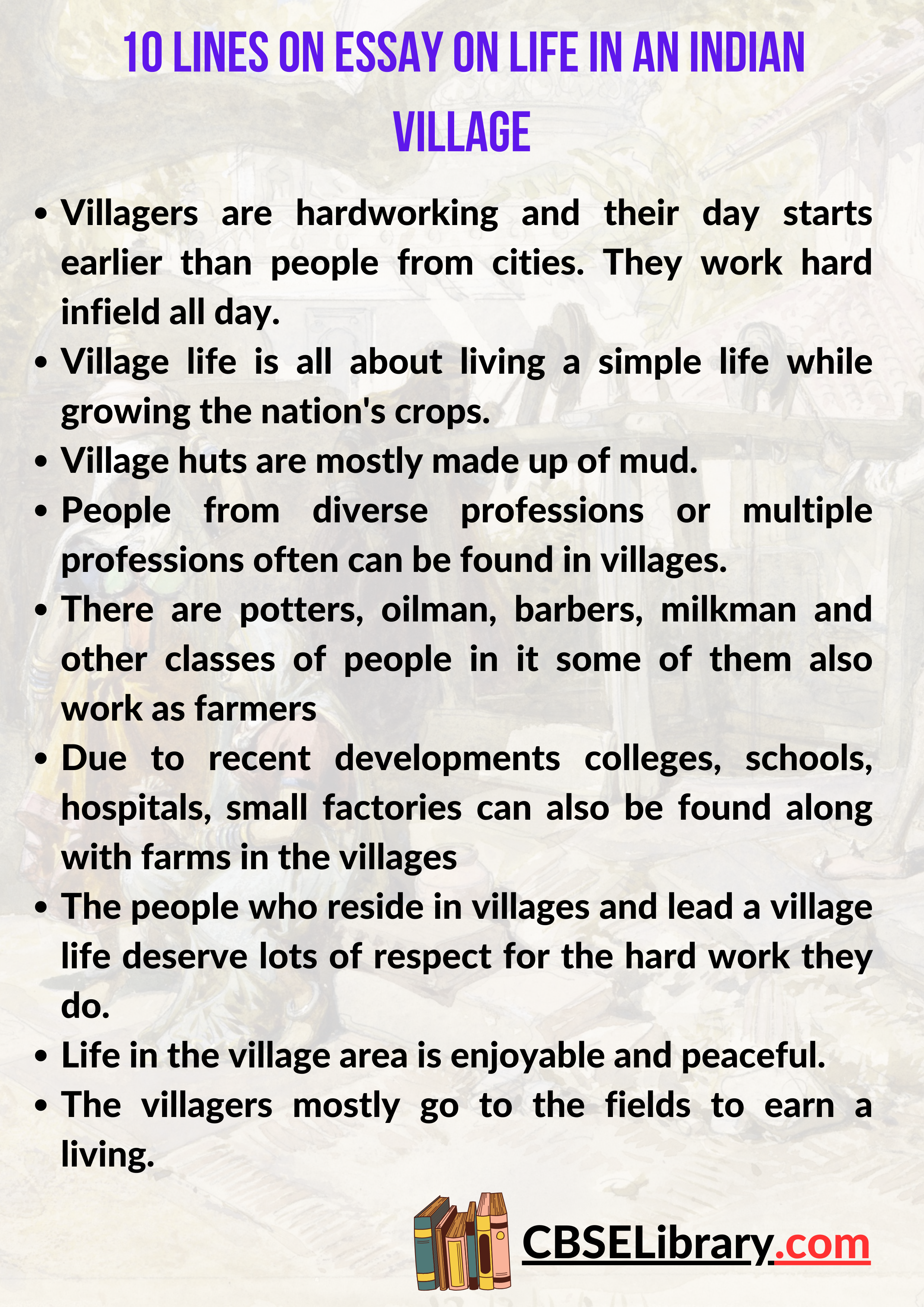 10 Lines on Essay on Life in an Indian Village