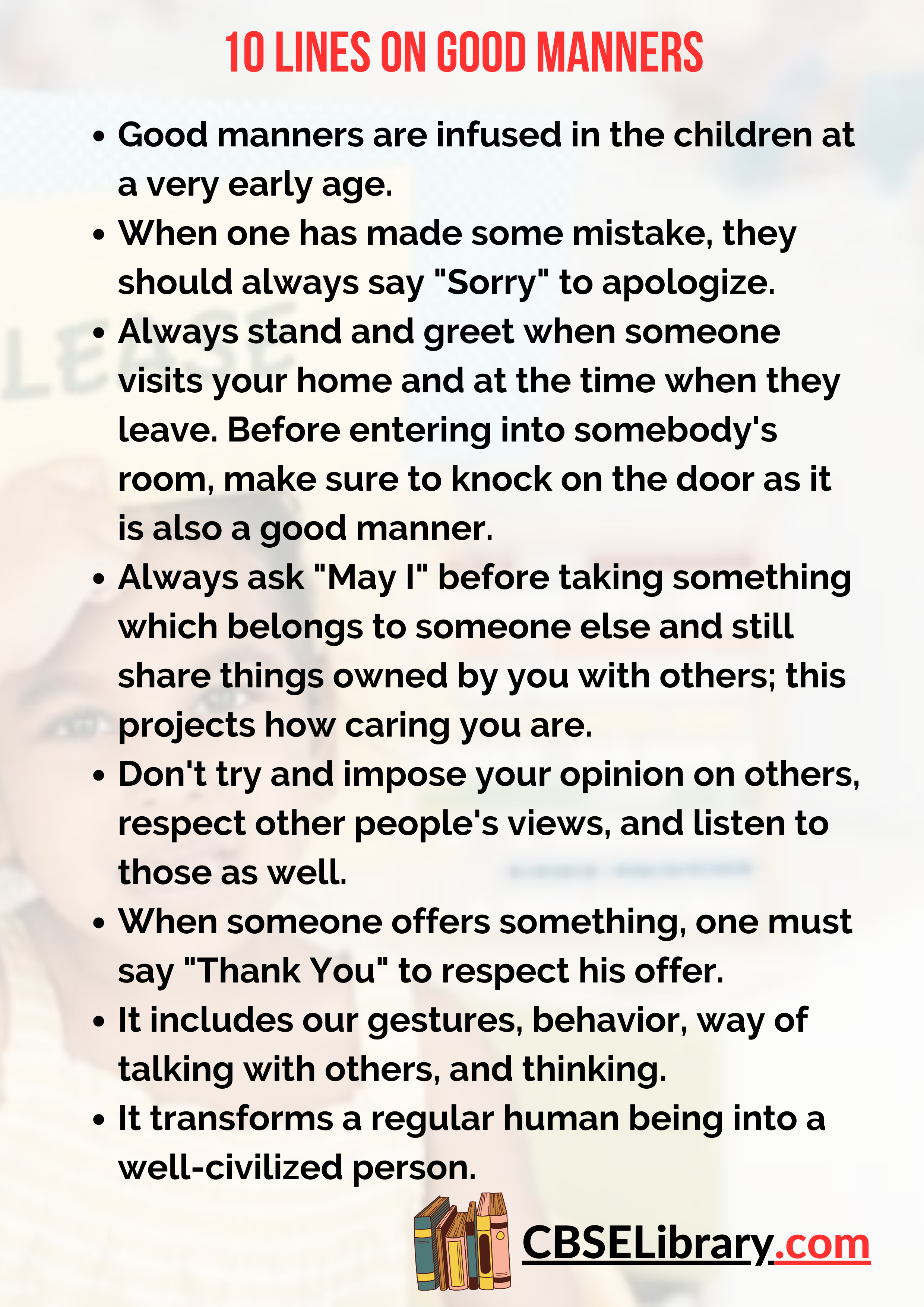 10 Lines on Good Manners