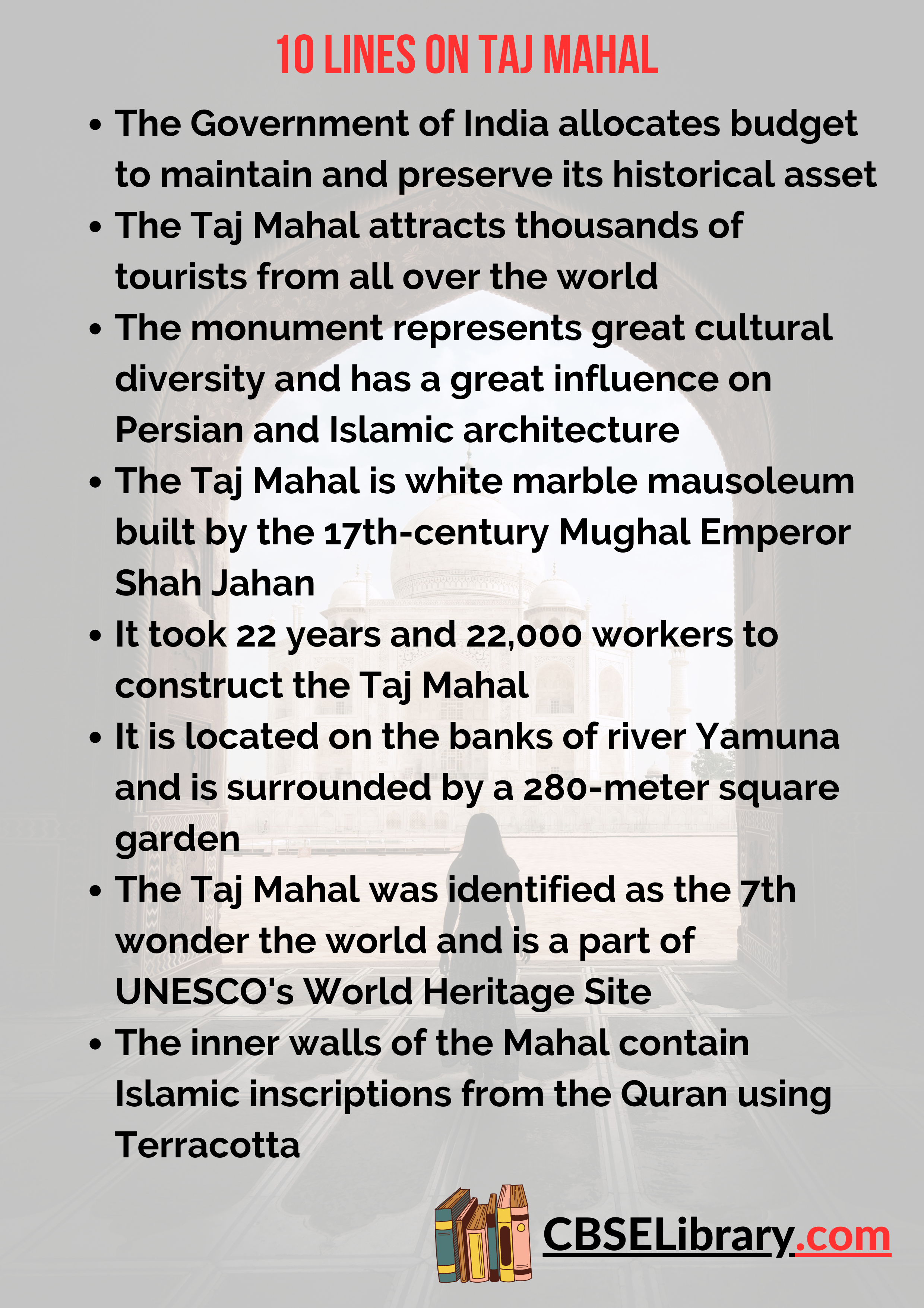 10 Lines on Taj Mahal