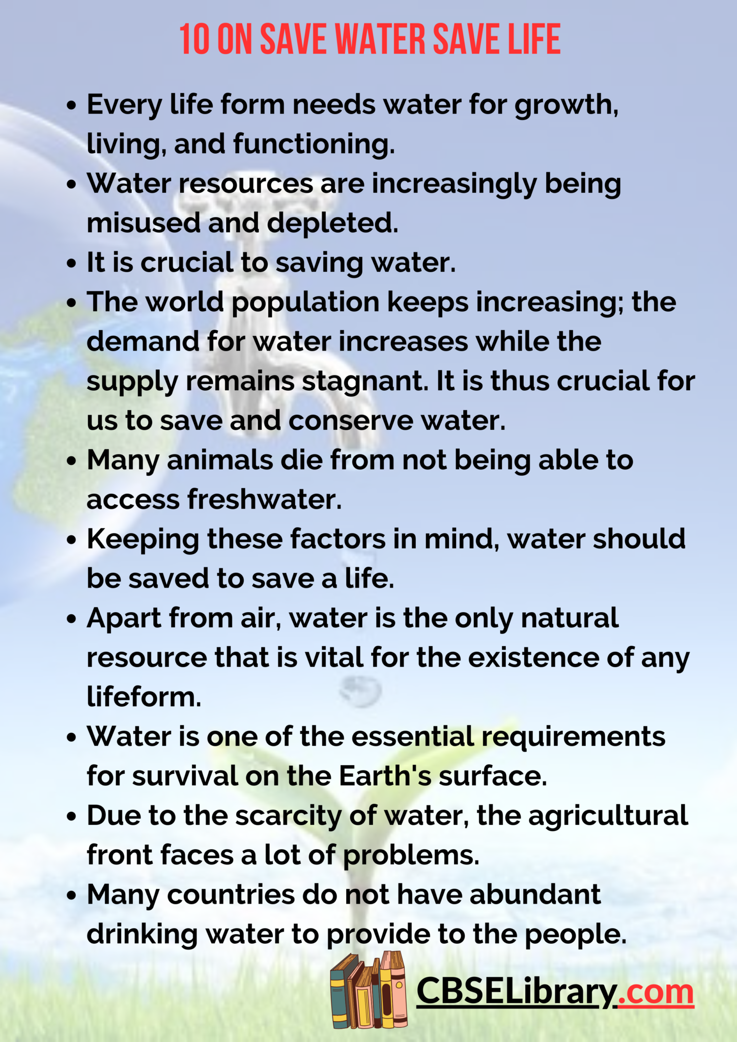 long essay on save water save life