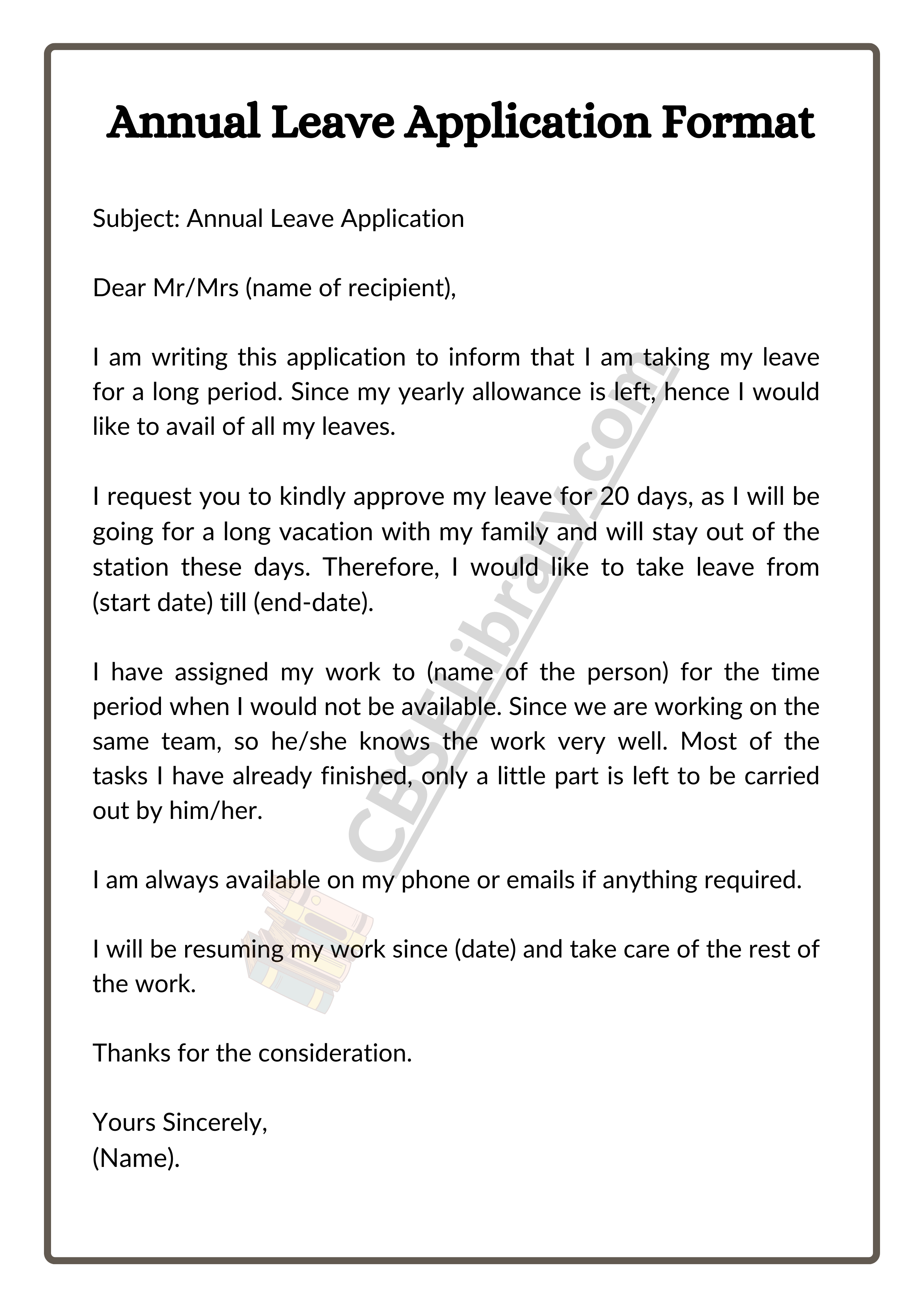 Annual Leave Application Format