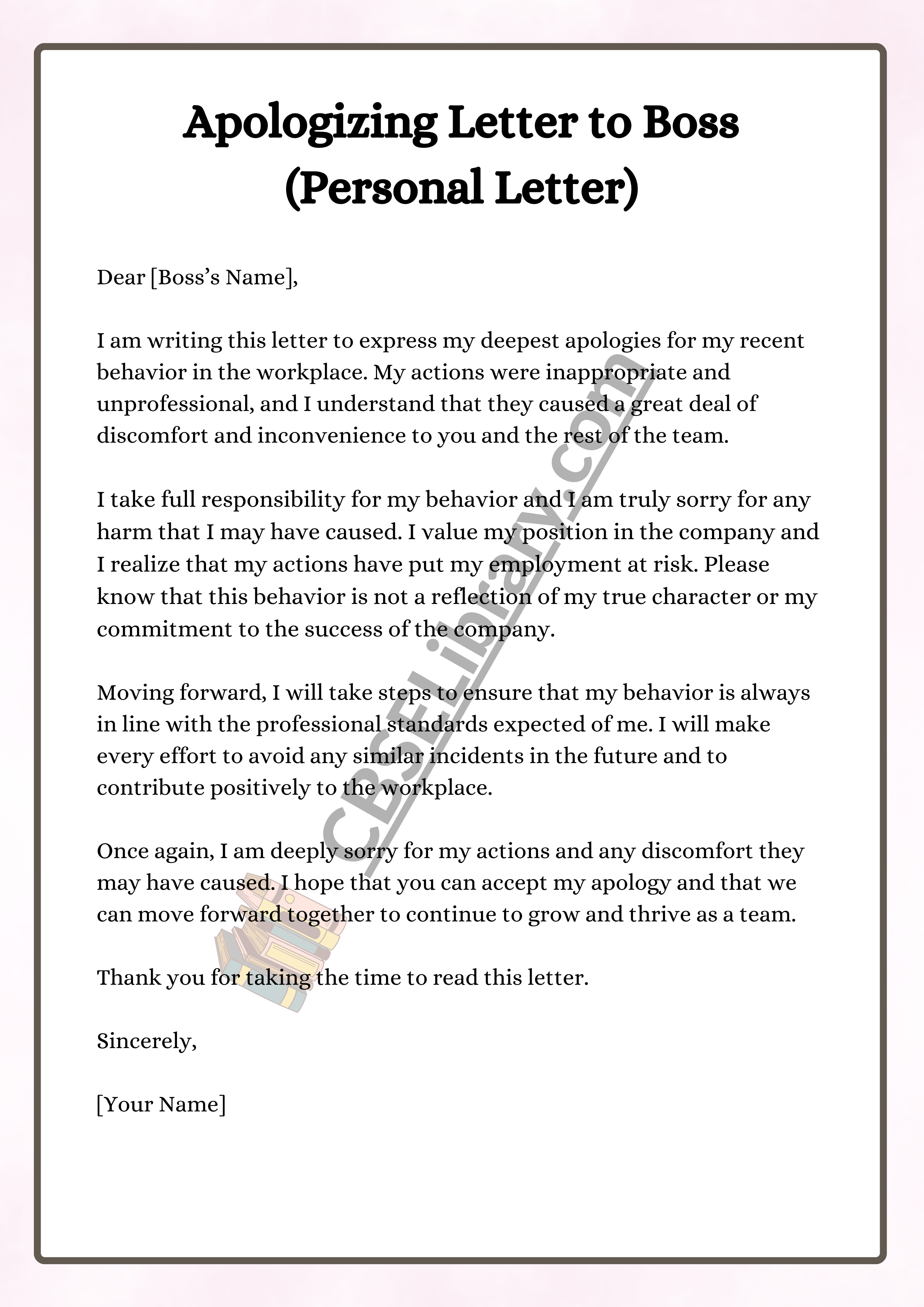 Apologizing Letter to Boss (Personal Letter)