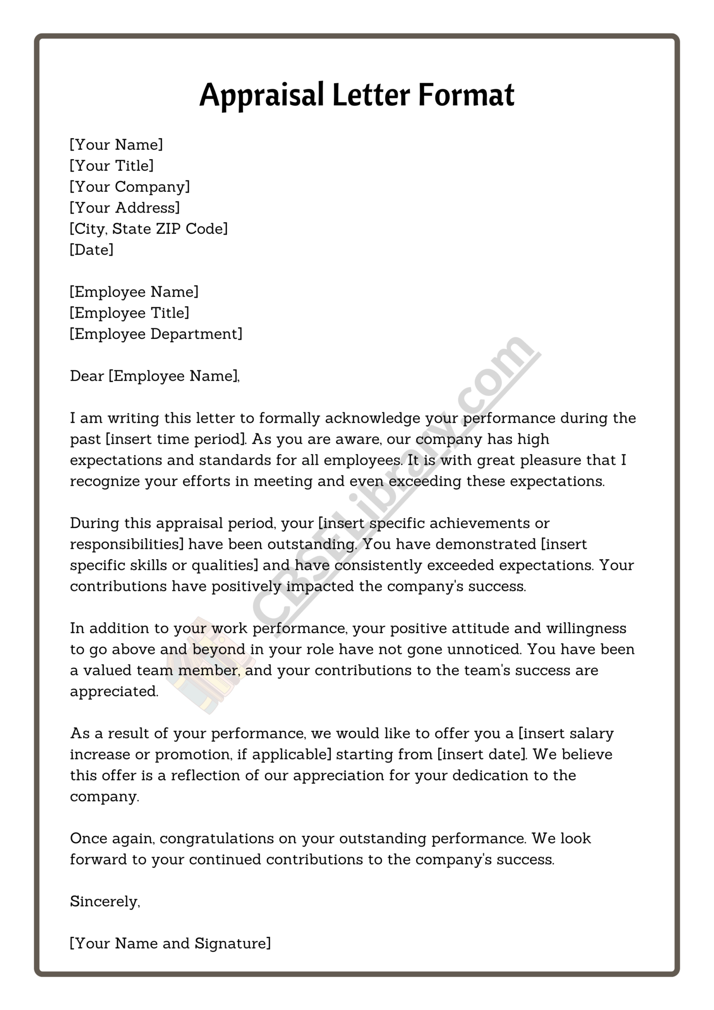 Appraisal Letter | Format, Samples, Examples, How To Write Appraisal ...