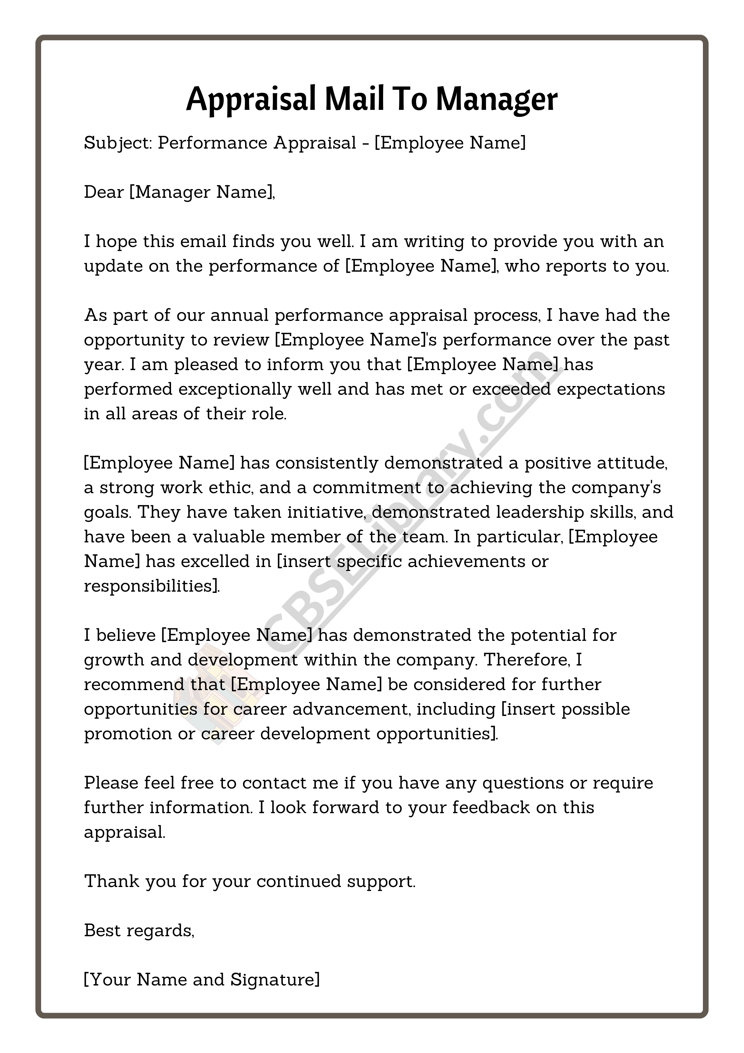 Appraisal Mail To Manager