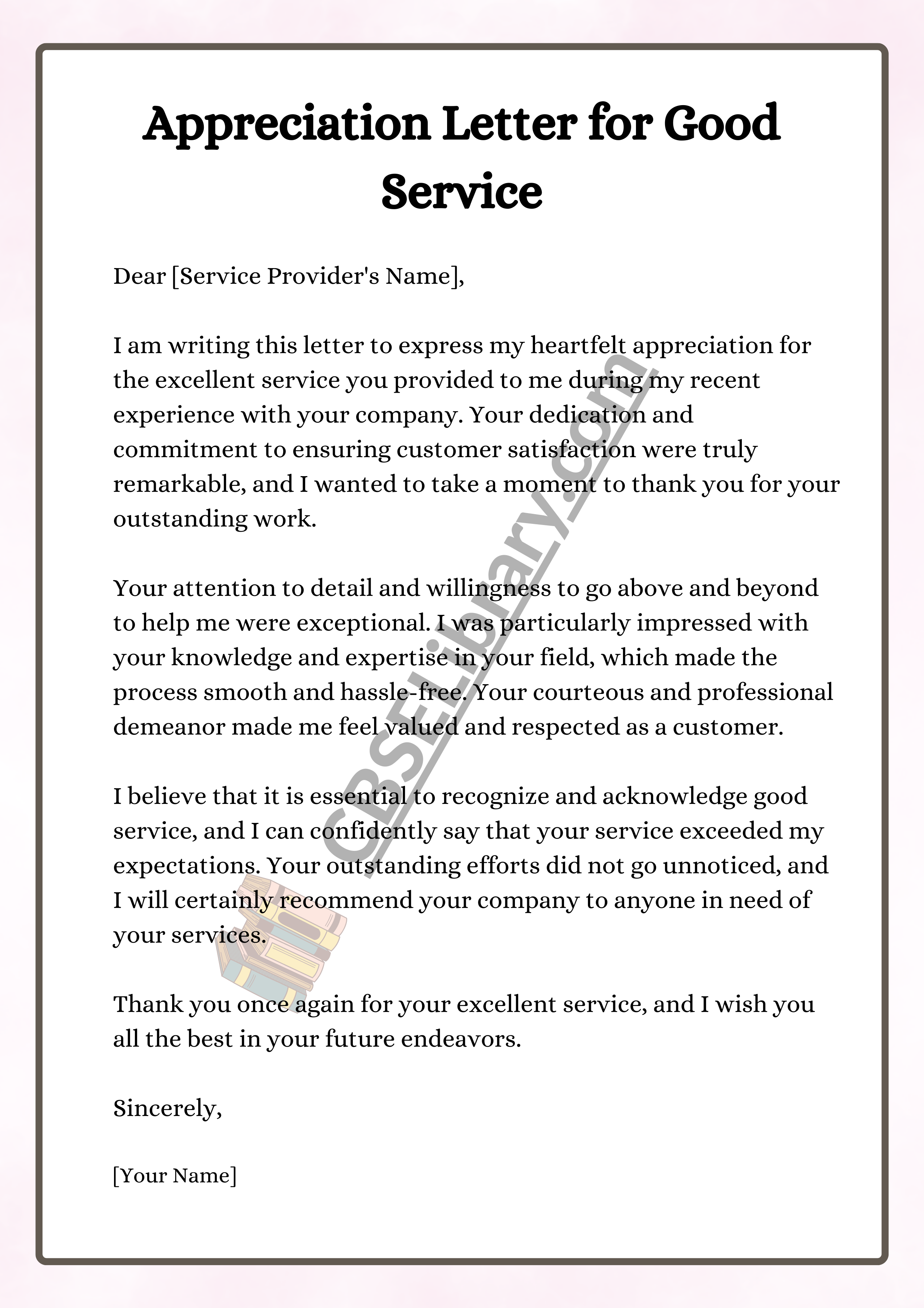 Appreciation Letter for Good Service