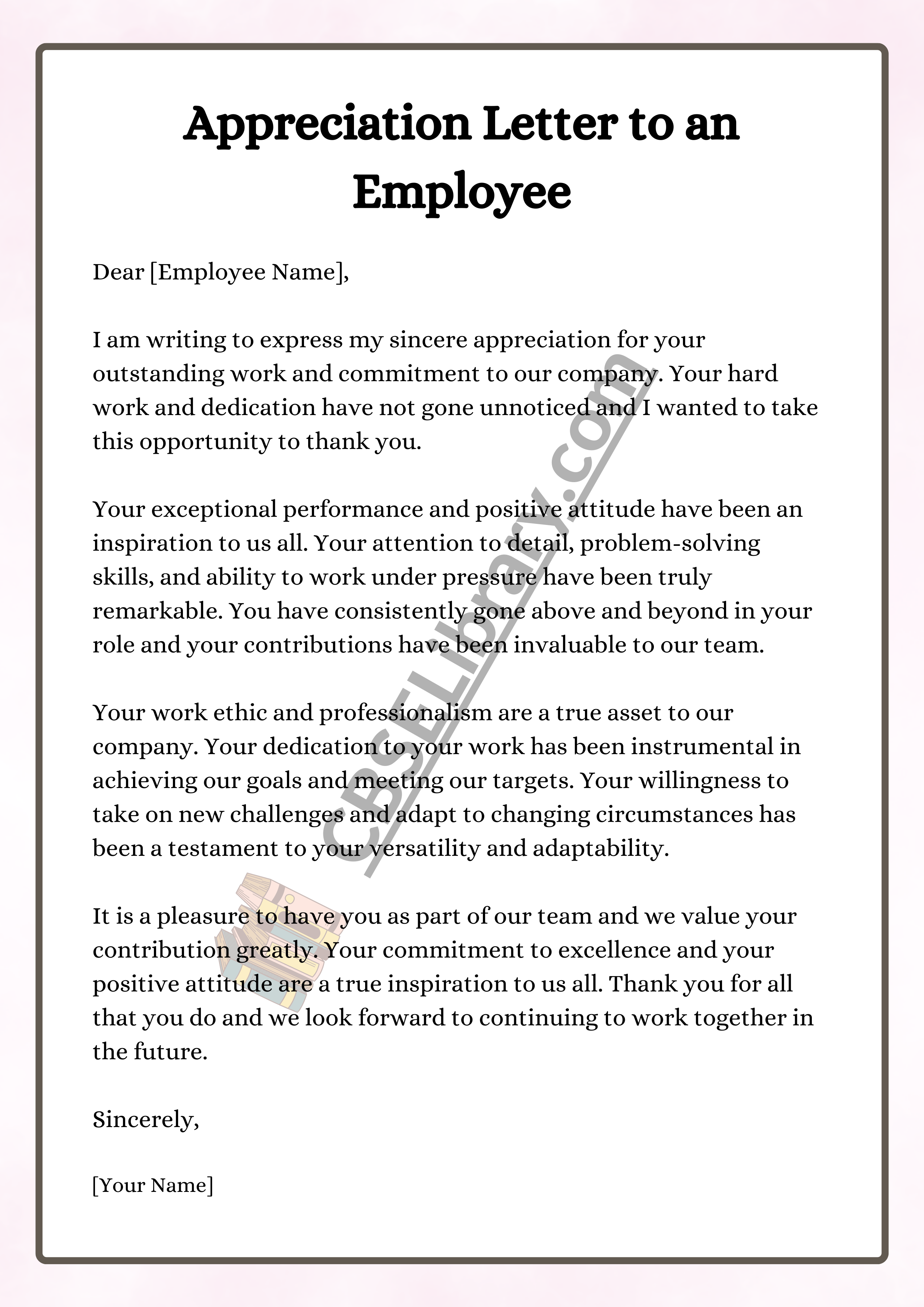Appreciation Letter to an Employee