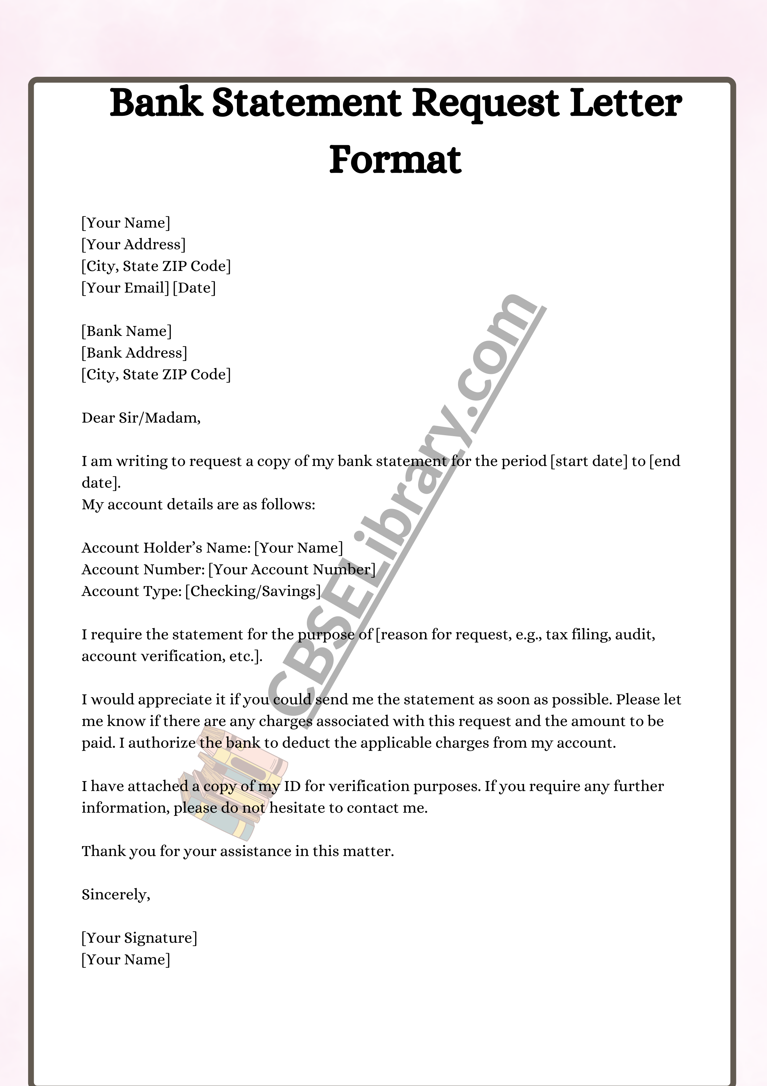 Bank Statement Request Letter Format