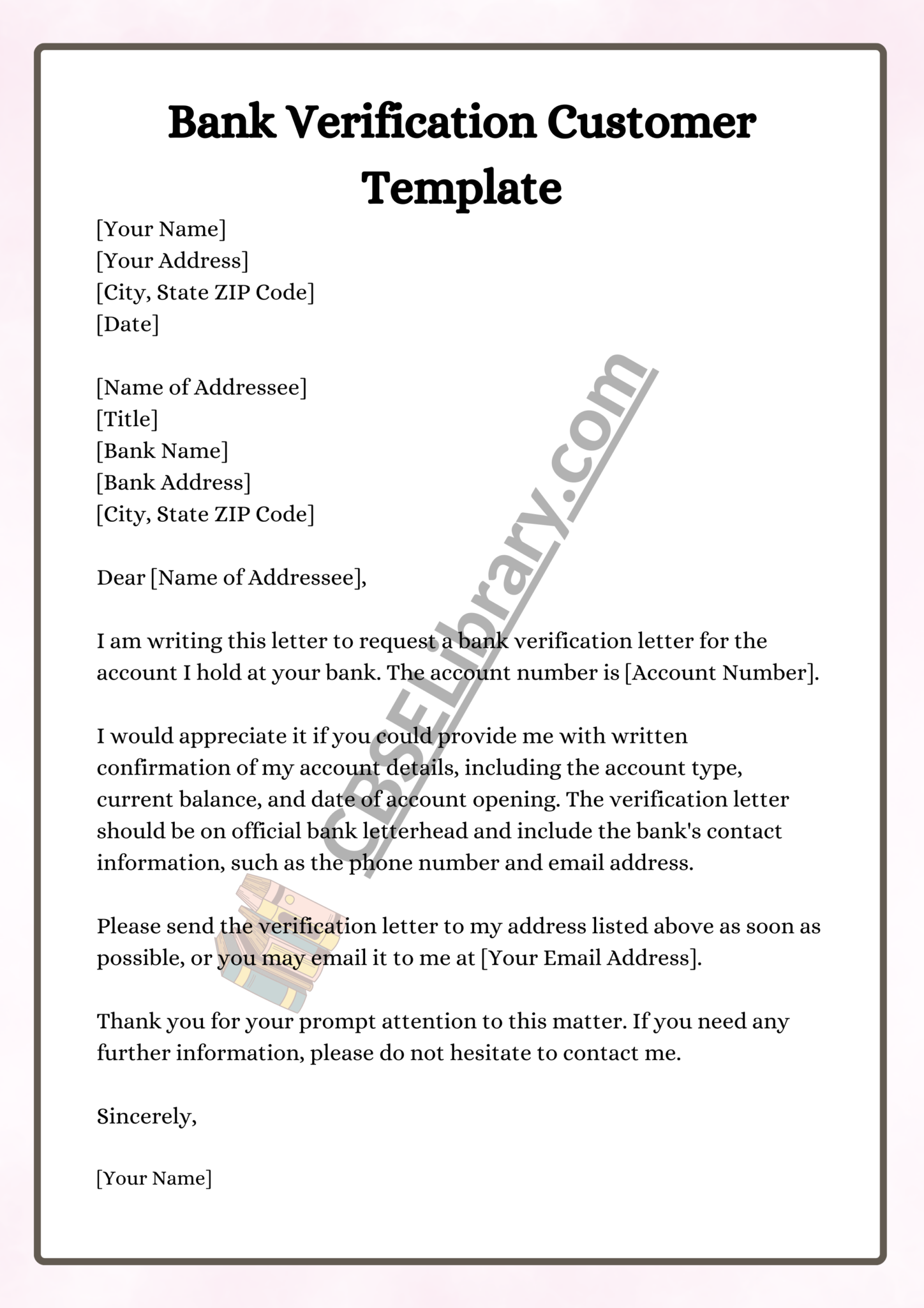 Bank Verification Letter | How To Write Bank Verification Letter ...