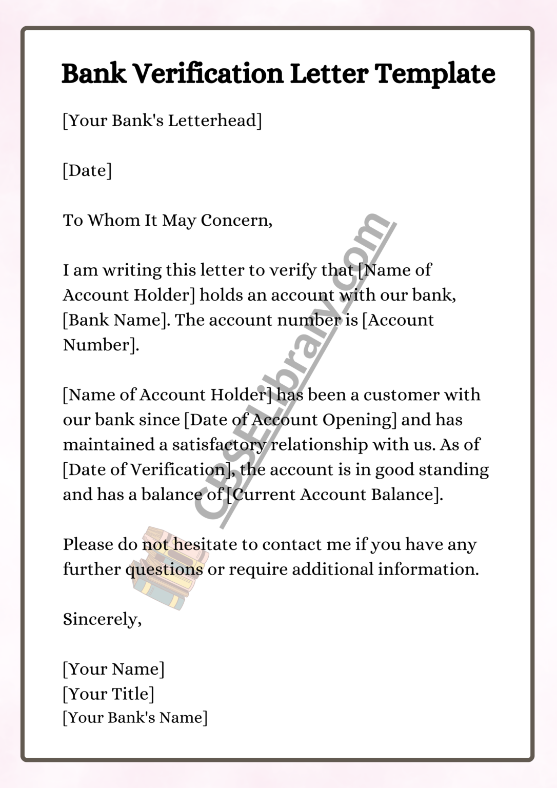 Bank Verification Letter | How To Write Bank Verification Letter ...