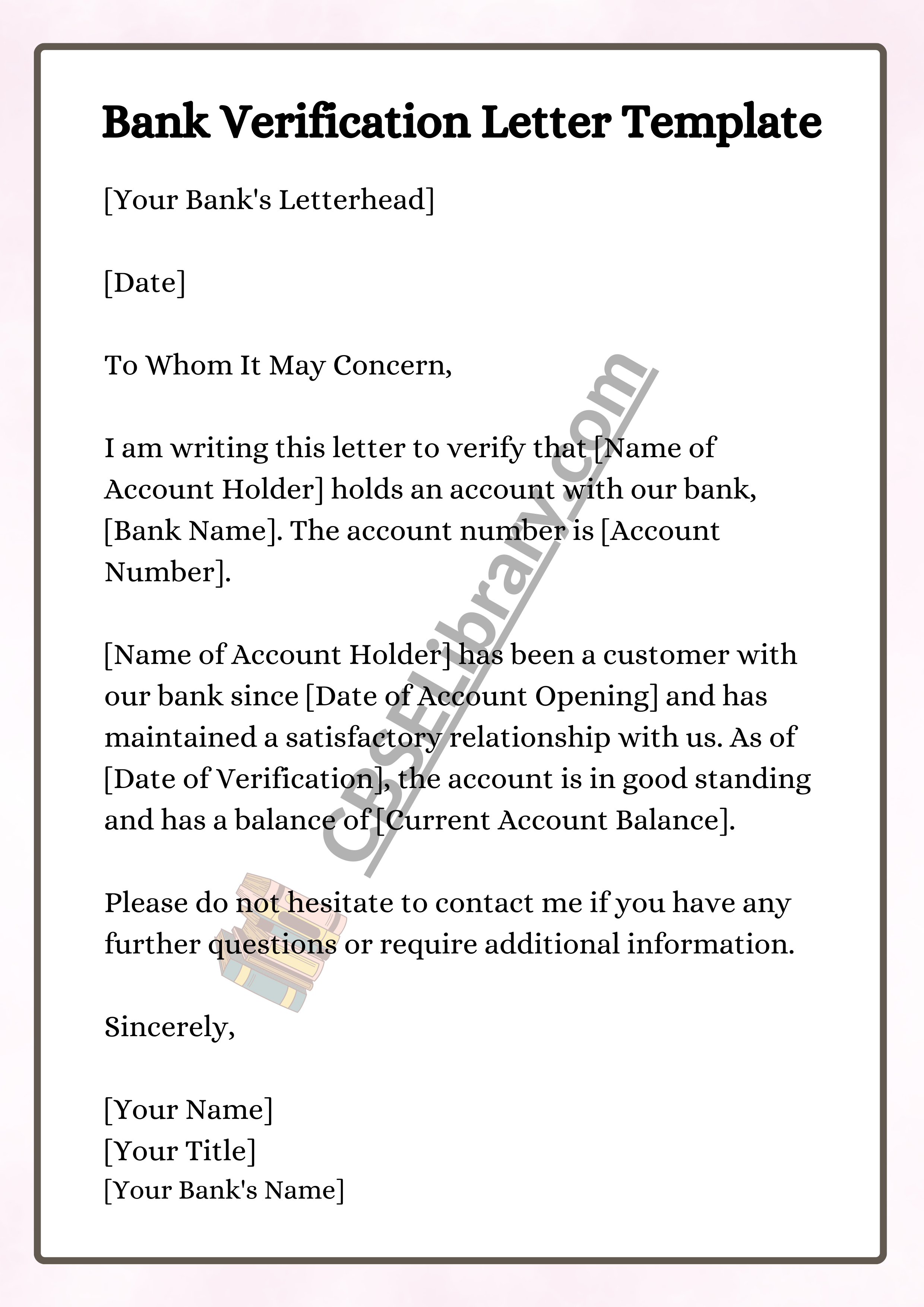 Bank Verification Letter Template