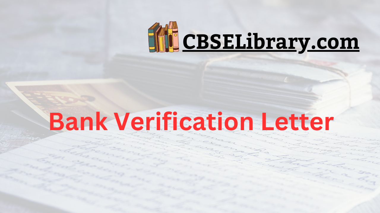 Bank Verification Letter