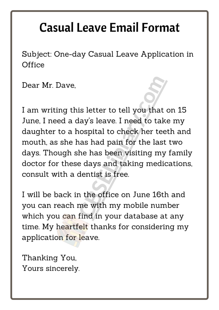 Casual Leave Application How To Write Casual Leave Application for