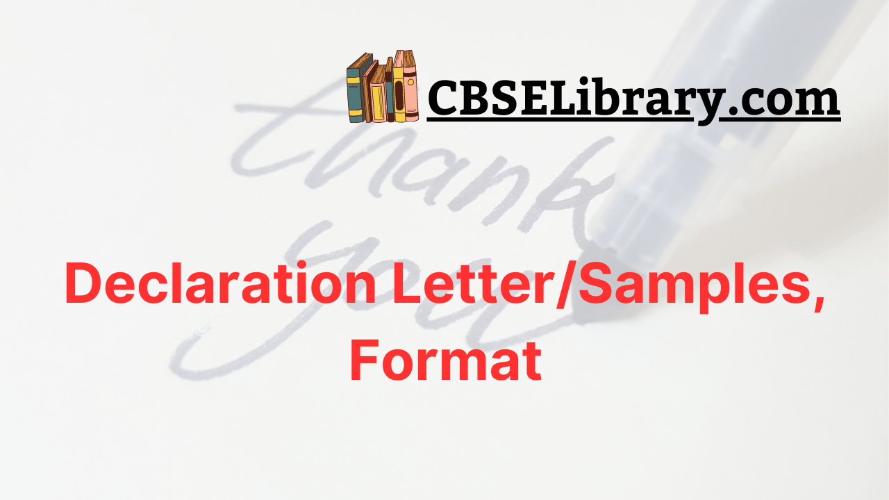 Declaration Letter/Samples, Format