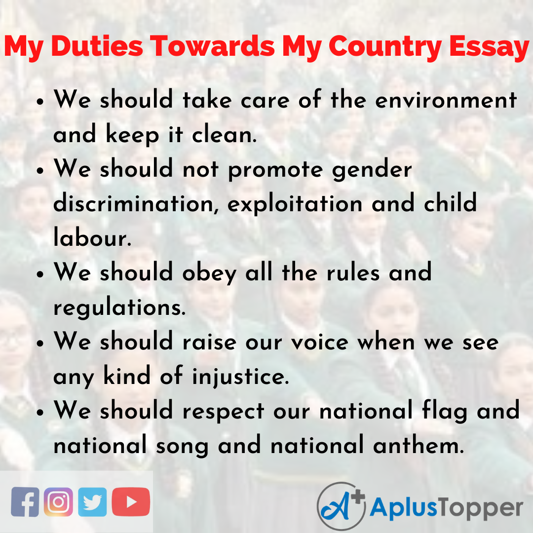 Essay about my Duties Towards My Country