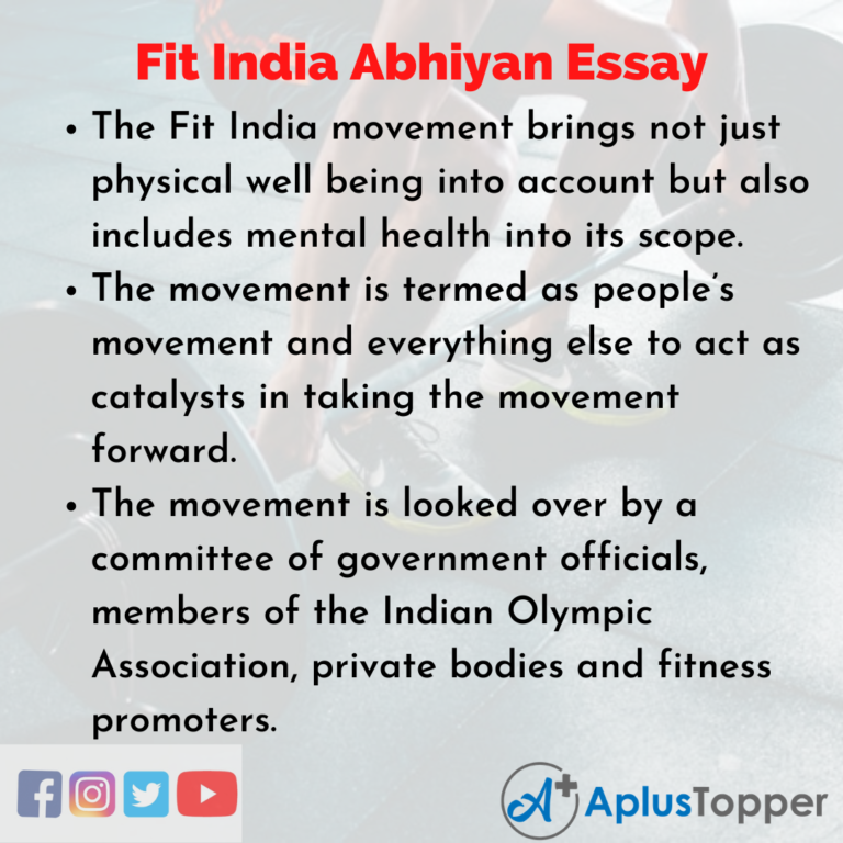 essay on fit india movement 250 words