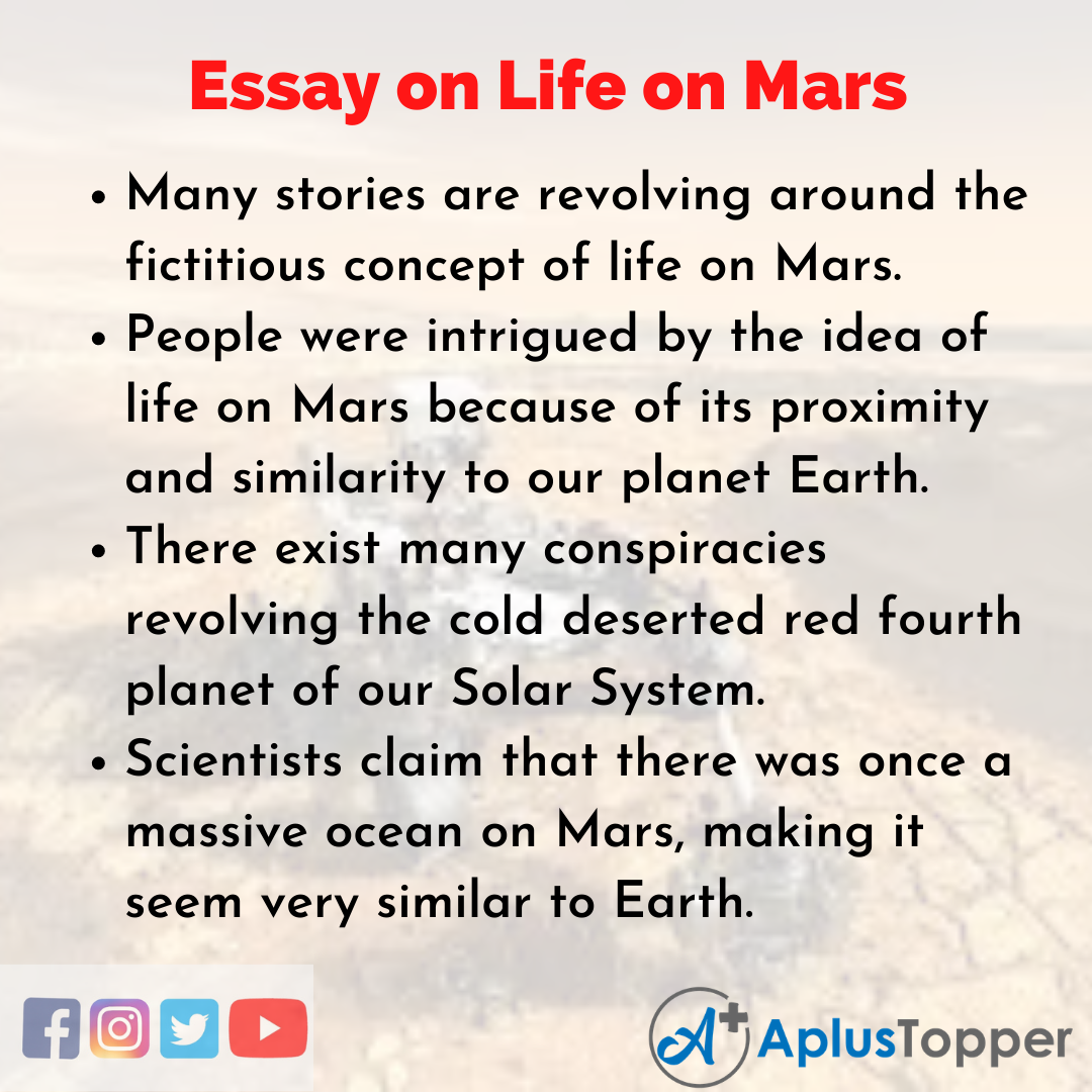 essay on life on mars in 100 words