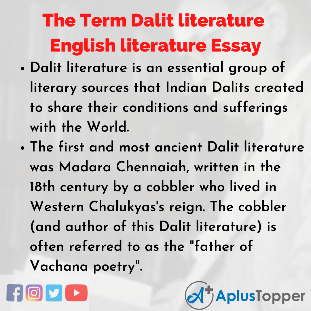 Essay on the Term Dalit literature English literature