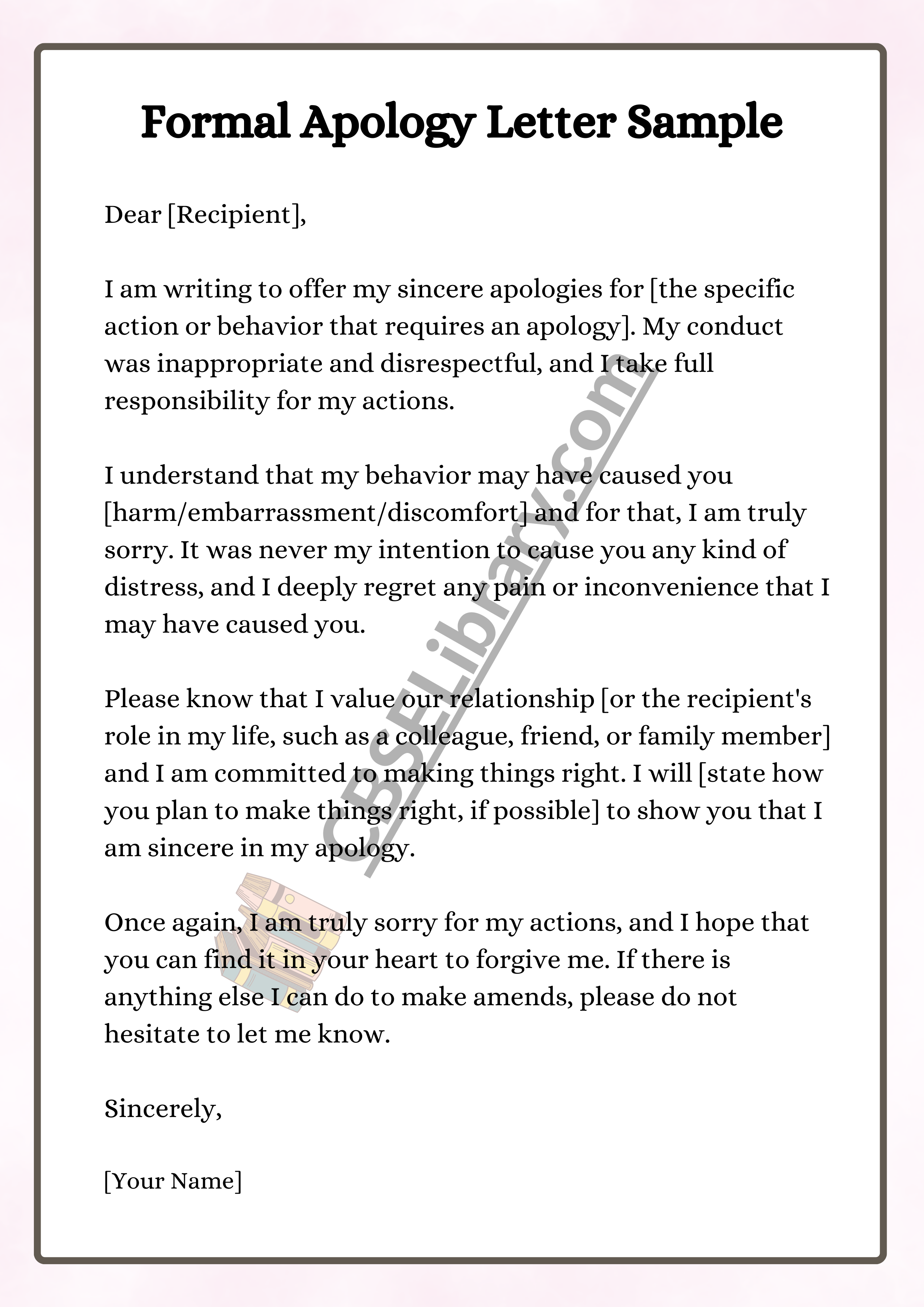 Formal Apology Letter Sample