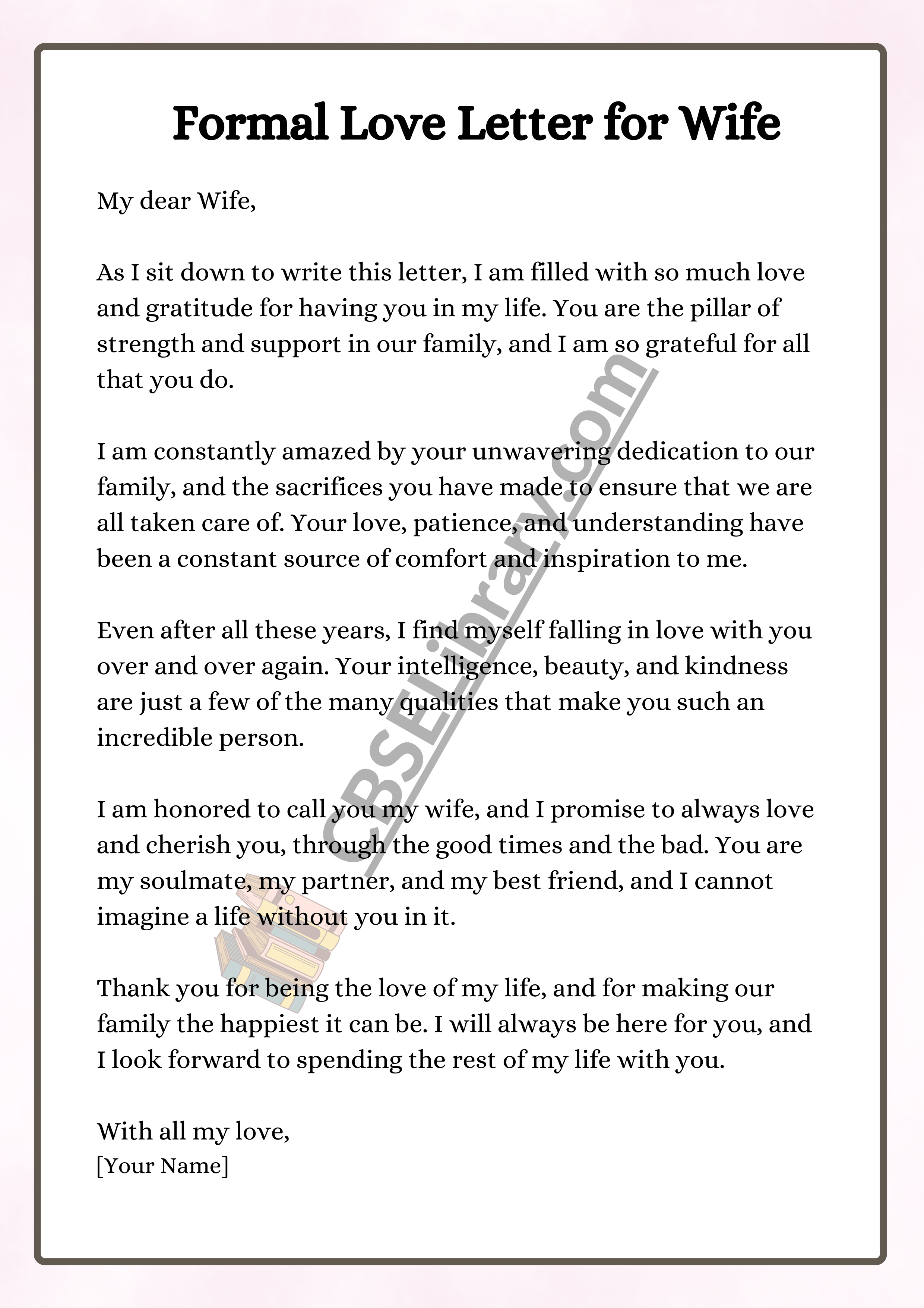 Formal Love Letter for Wife