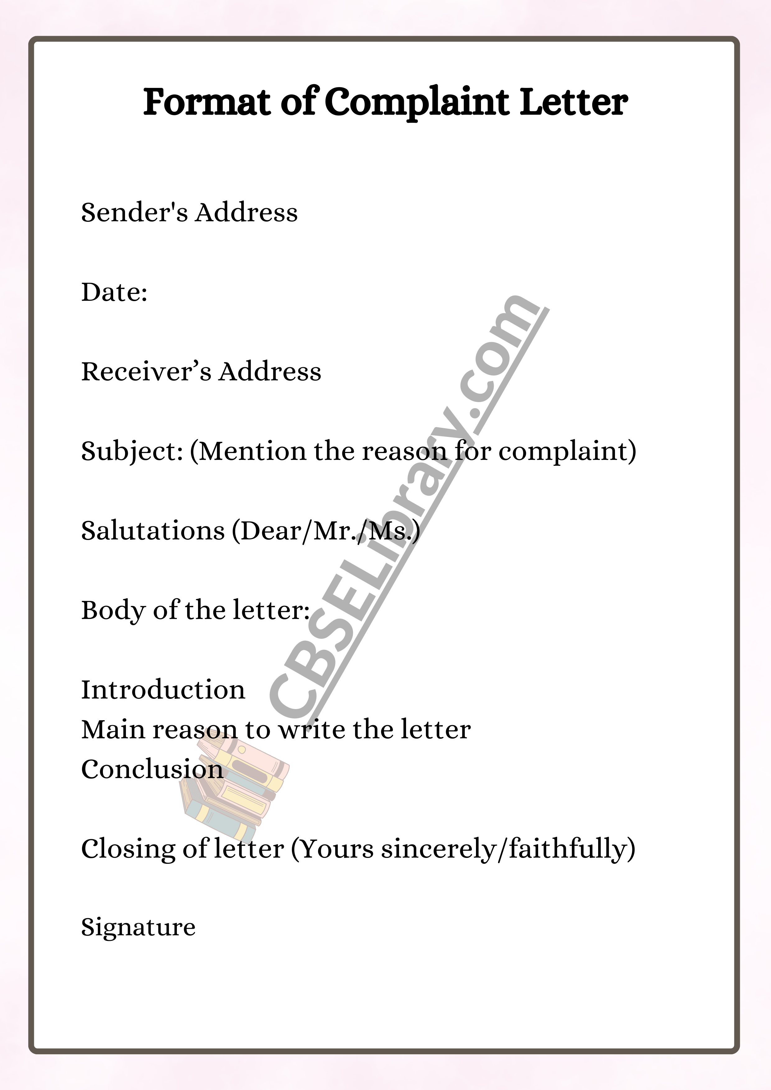Format of Complaint Letter