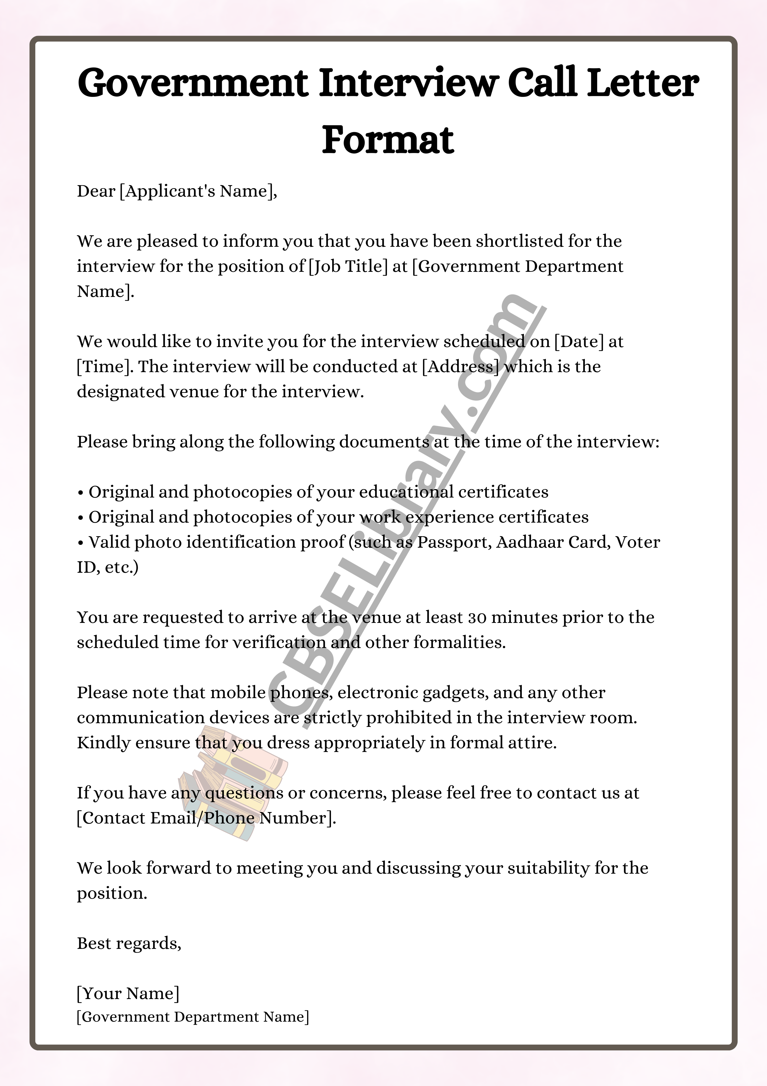 Government Interview Call Letter Format