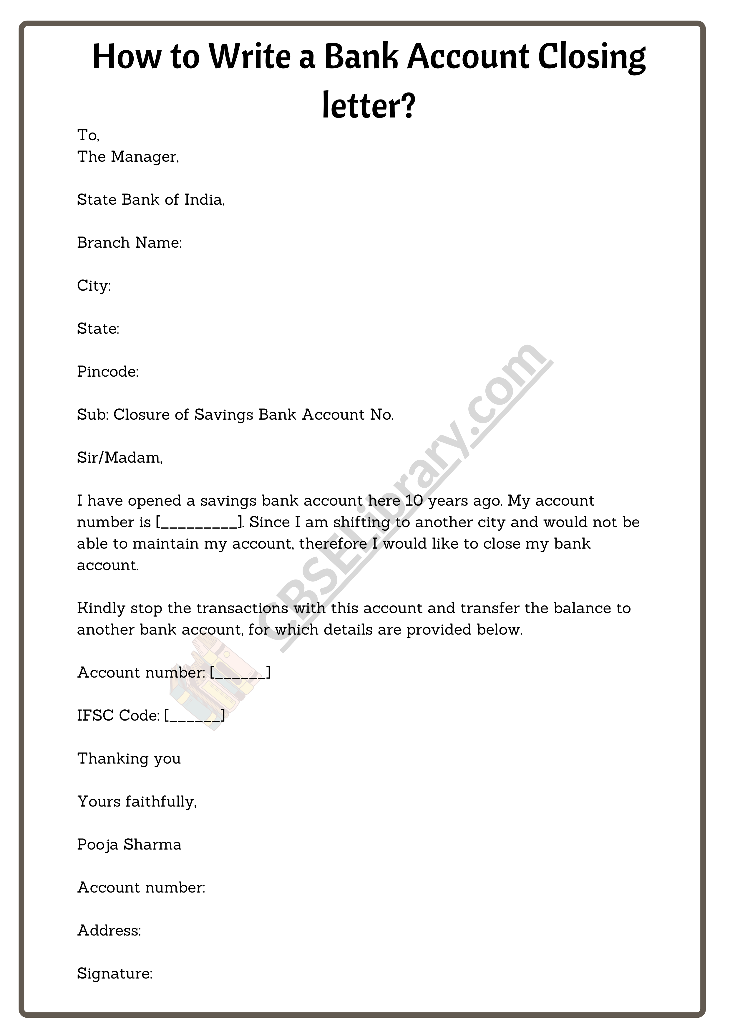 Bank Account Closing Letter Format, Sample and How to Write a Bank